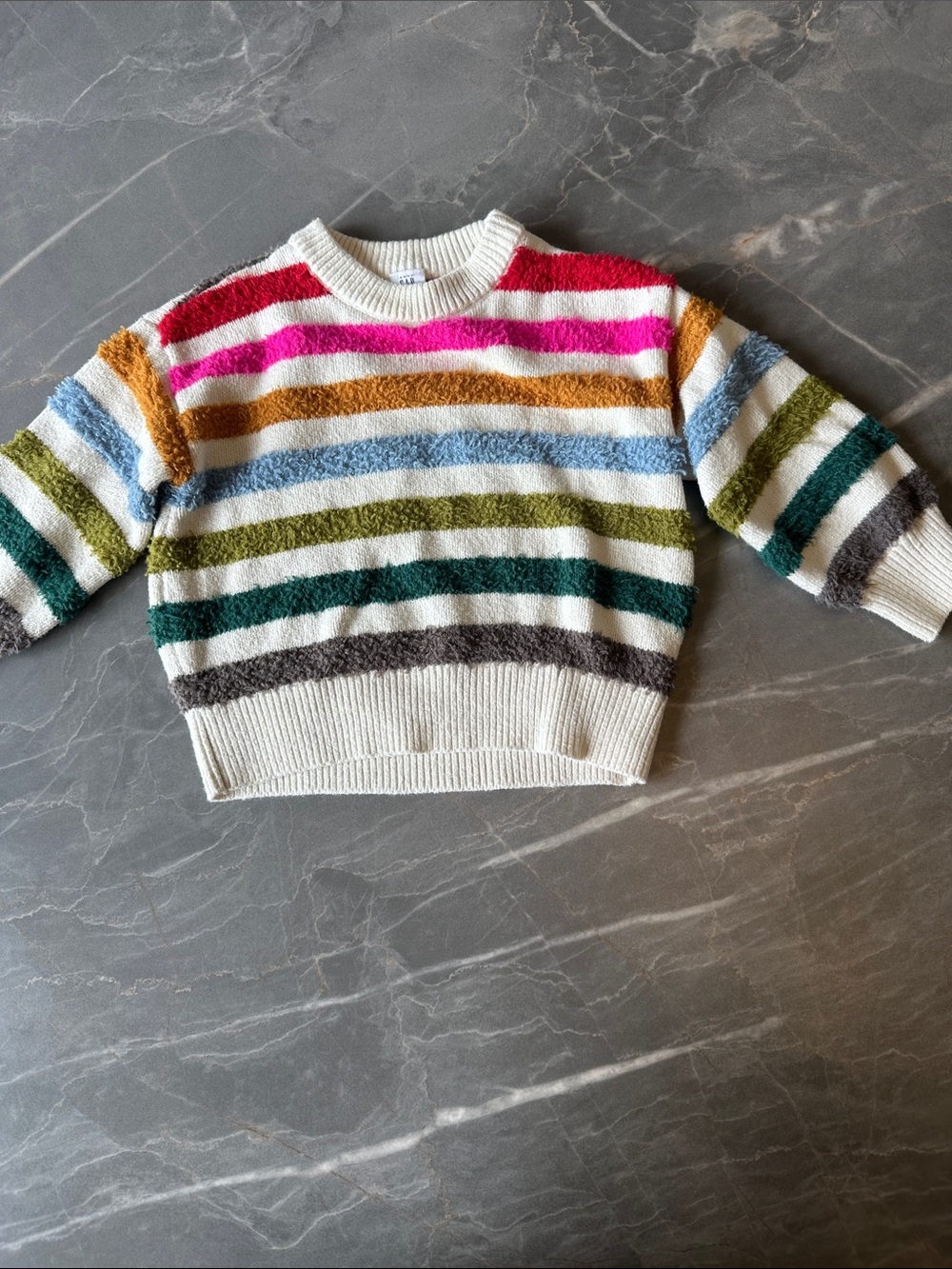 GAP Kids White Sweater with Multicolor Stripes
